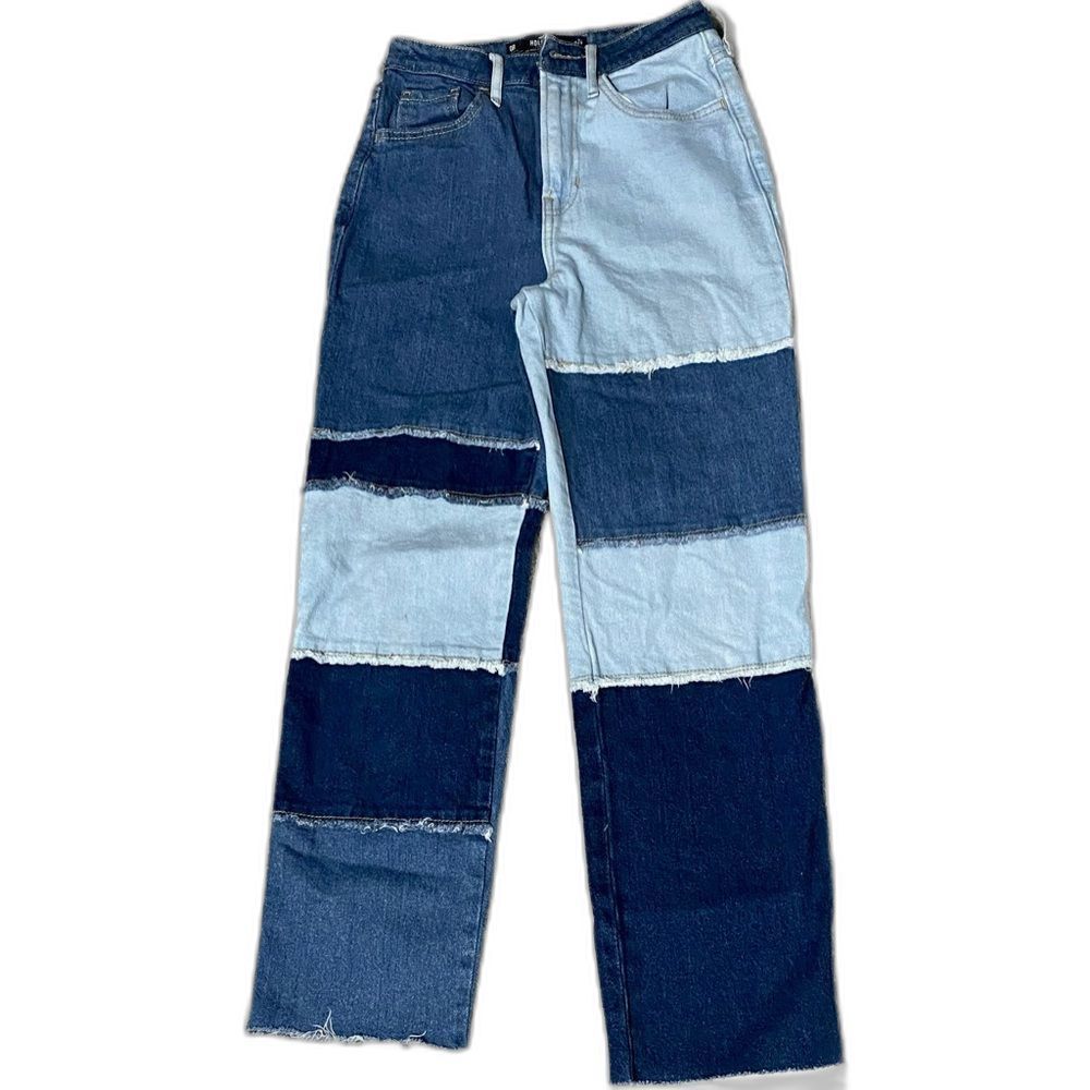 Hollister Ultra High Rise Vintage Straight Patch Work Women’s Jeans Size 0R
